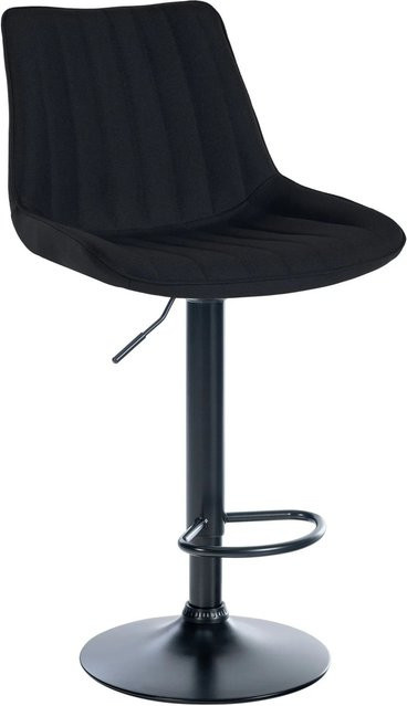 DELUKE Barhocker RIO Schwarz mit Lehne, moderner Tresenhocker aus Stoff und Metall, drehbar 360 Grad, B/T/H: 49,5 x 58,0 x 112,0 cm - Bild 1