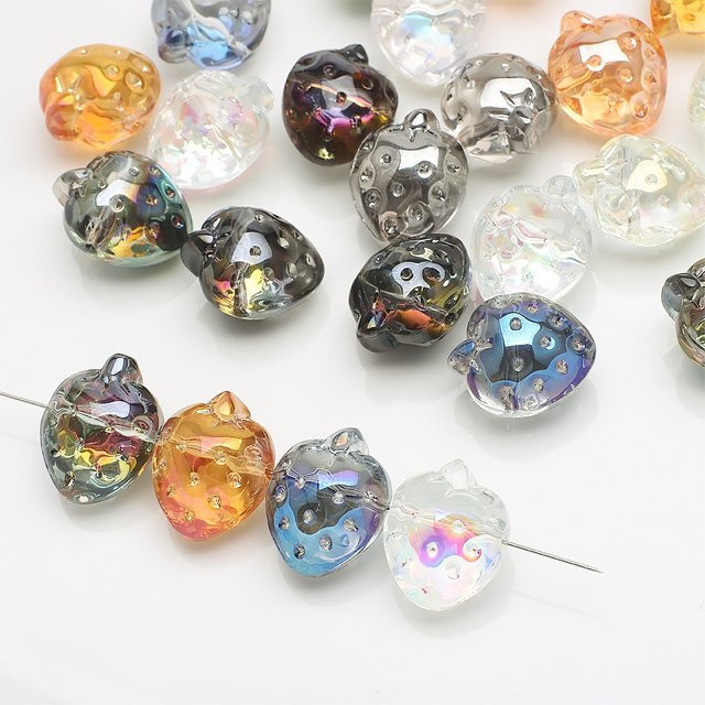 YUANZHIRUN Erdbeere Anhänger, Glas, Kristall, Bunt, 13x16 mm - Bild 1