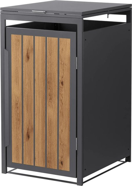 Mülltonnenbox ML-Design aus Stahl in Anthrazit-Holzoptik für 240 Liter, B/T/H: 68 x 80 x 120 cm - Bild 2