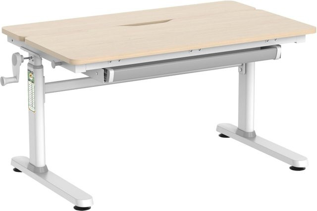 HOKO Kinderschreibtisch mit neigbarer Tischplatte und Schubladenelement in Weiß, höhenverstellbar für Kinder ab 6 Jahren, B/T: 100 x 60 cm, Höhe: 54-76 cm - Bild 1