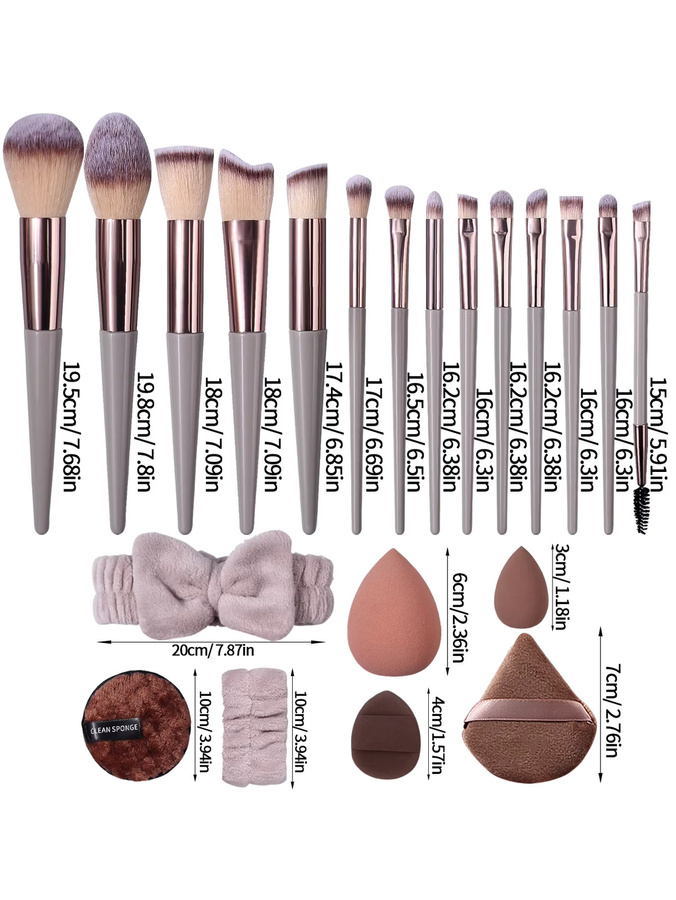 34-teiliges Make-up-Werkzeug-Set mit Pinseln, Beautyblender und Puderquasten - Bild 3