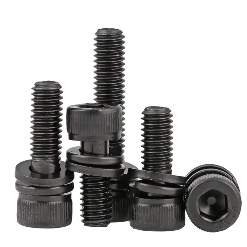 Innensechskant-Kappen-Set aus Kohlenstoffstahl Güteklasse 12,9 in Schwarz mit flachen Federscheiben, Bolzenscheiben M3 bis M12 - Bild 5