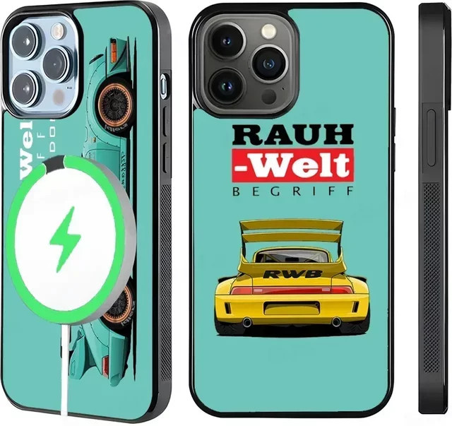 MagSafe iPhone Hülle mit Japan Sportwagen JDM RWB Design in Multicolour für iPhone 15 Pro Max, 14 Plus, 13, 12 und 11 mit magnetischer drahtloser Ladefunktion - Bild 1