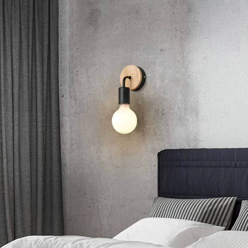 Nordische LED Wandleuchte mit E27 Fassung für Wohnzimmer, Schlafzimmer und Korridor in Schwarz oder Weiß - Bild 2