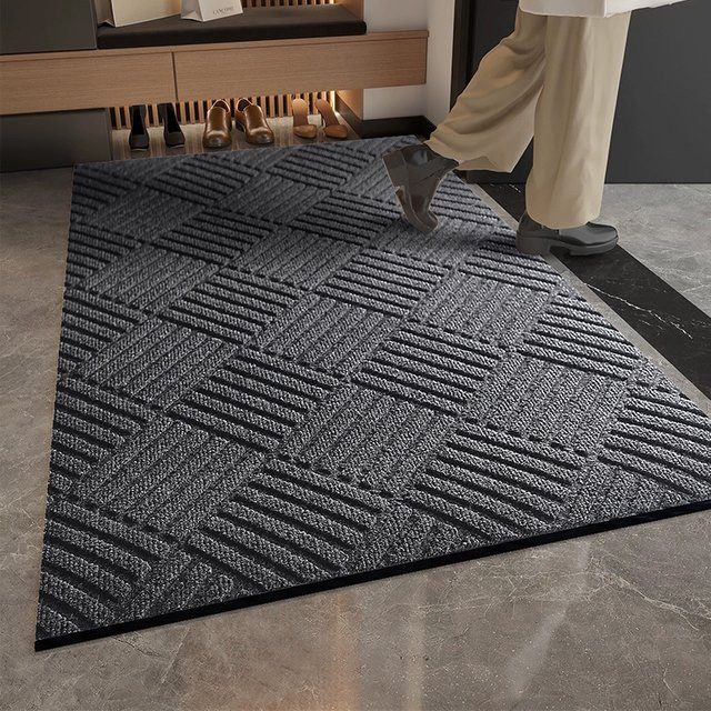 DHDH Geometrische Diamant-Fußmatte aus Polyester in Grau, rutschfester und staubdichter Eingangsteppich, zuschneidbar und modern gestaltet, B/T: 80 x 50 cm - Bild 1