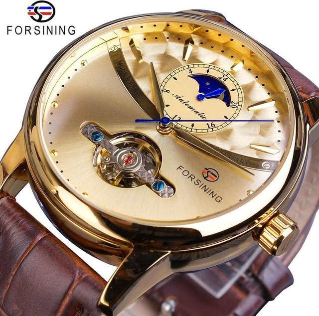FORSINING Armbanduhr Automatik, Edelstahl, Gold, Mondphase, Herren - Bild 1