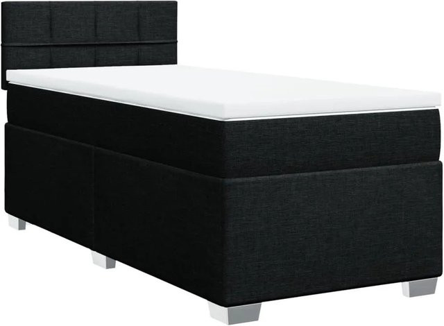 vidaXL Boxspringbett mit Matratze Schwarz Stoff mit USB-Ladeport und Unterbettbeleuchtung B/T/H: 80 x 200 cm - Bild 1