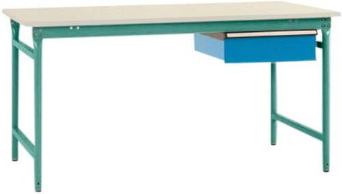 Manuflex BB5241.0001 BASIS stationärer Beistelltisch mit Melamin-Platte und Einzelschubfach in Grau, B/T/H: 125,0 x 80,0 x 78,0 cm - Bild 1