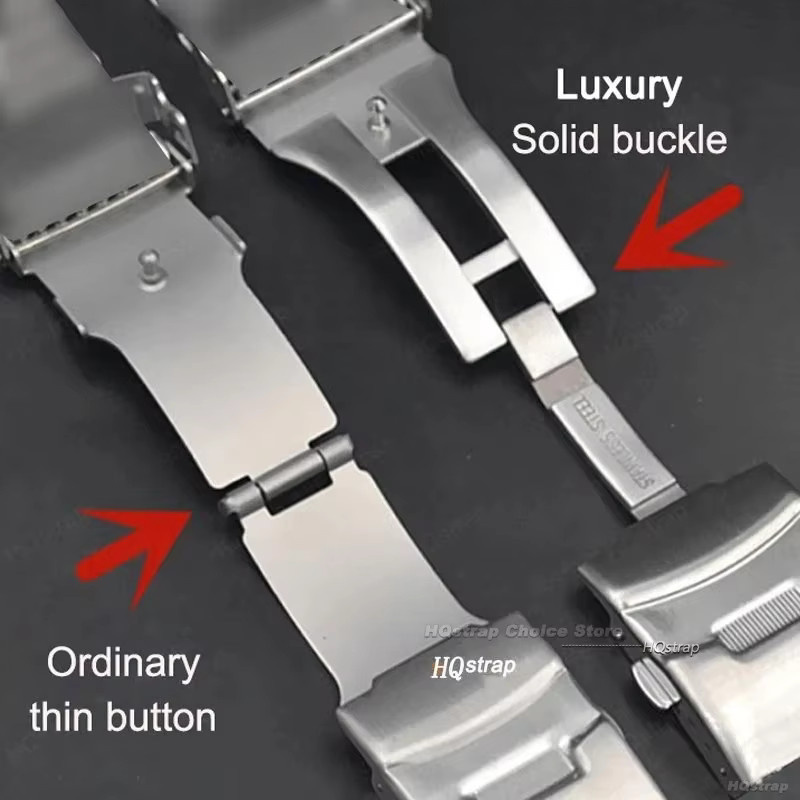 HQstrap Uhrenarmband Edelstahl, Silber, 20 mm, 22 mm, gebogenes Ende - Bild 2
