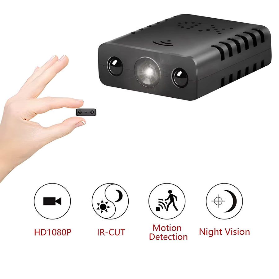 Mini Smart Home Sicherheitskamera XD mit 1080P HD Auflösung, drahtlos WiFi IP Kamera mit Echtzeit-Video und Audio via App, Schwarz - Bild 3