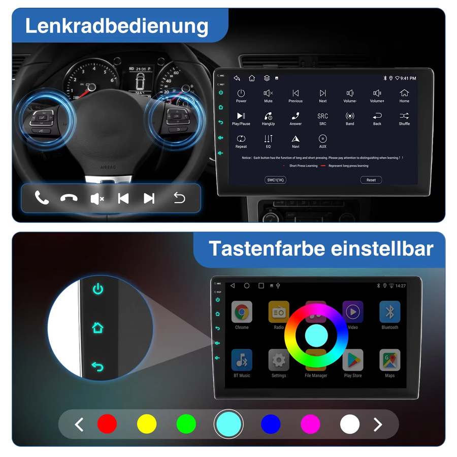 MOPECT Doppel-DIN Autoradio für Mercedes Benz mit 4+64G Speicher, kabelloses CarPlay, Android Auto, GPS, WLAN, DAB+ und Rückfahrkamera, Schwarz - Bild 6