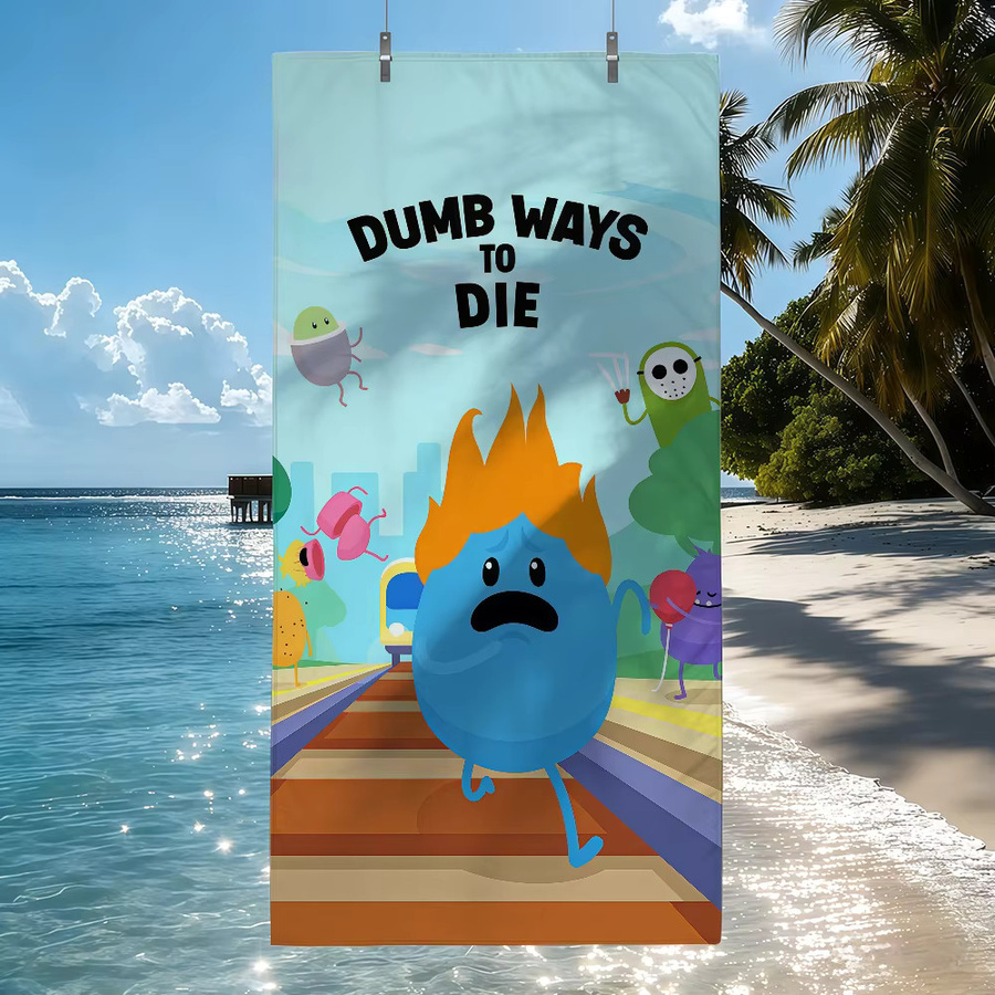 Hasbro Game D-Dumb W-Ways to Die Handtuch, schnelltrocknendes Grafik-Badetuch, Multicolour - Bild 2