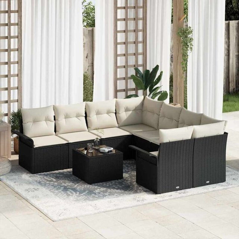 Vidaxl Gartenmöbel-Set aus Polyrattan mit 9 Teilen in Schwarz - Bild 1
