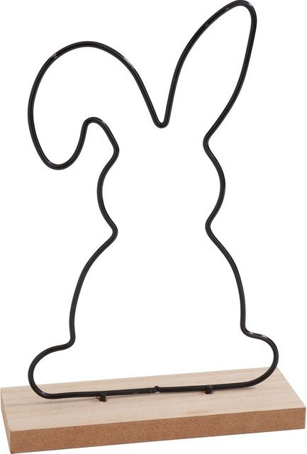 VBS Metall-Hase auf Holz-Sockel in Schwarz für Ostern, Höhe: 15,0 cm, Breite: 22,0 cm, Tiefe: 5,0 cm - Bild 1