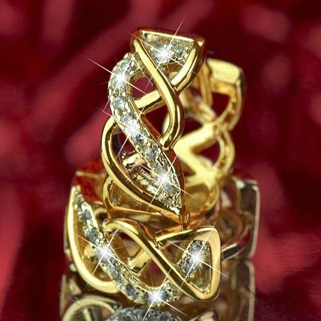 Huitan Twist Design Creolen, Gold Farbe, CZ, Damen - Bild 1