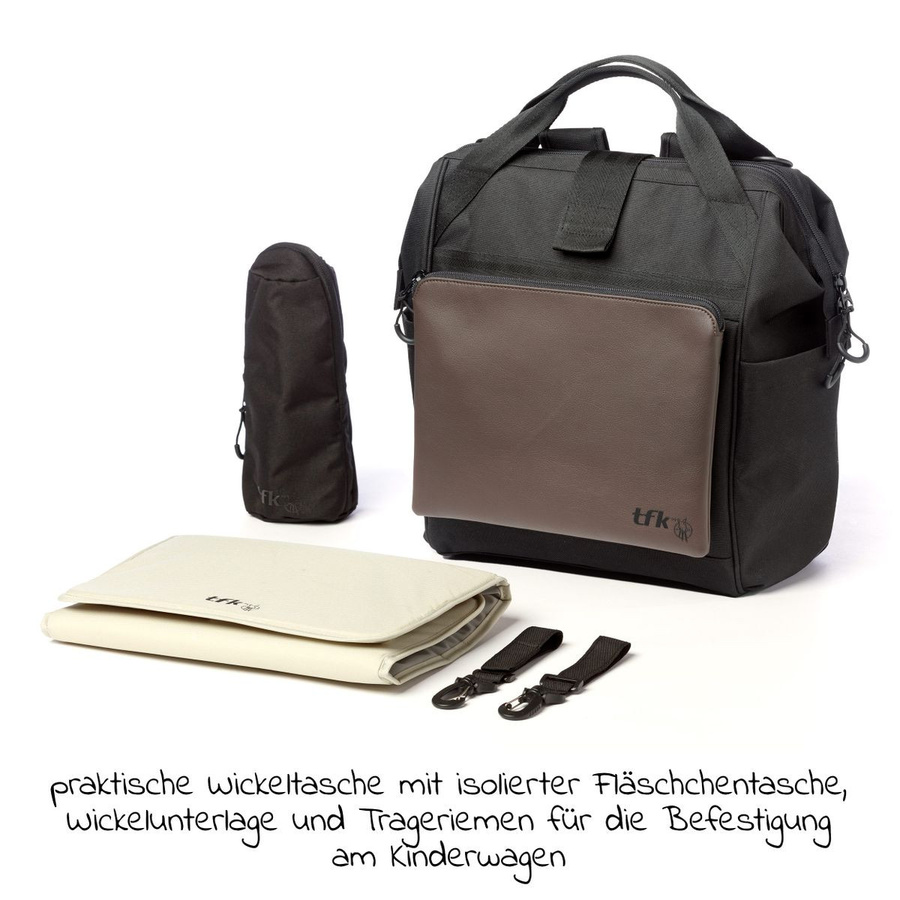 TFK Wickelrucksack aus Premium Leder in Braun mit Wickelauflage und Flaschenhalter - Bild 2