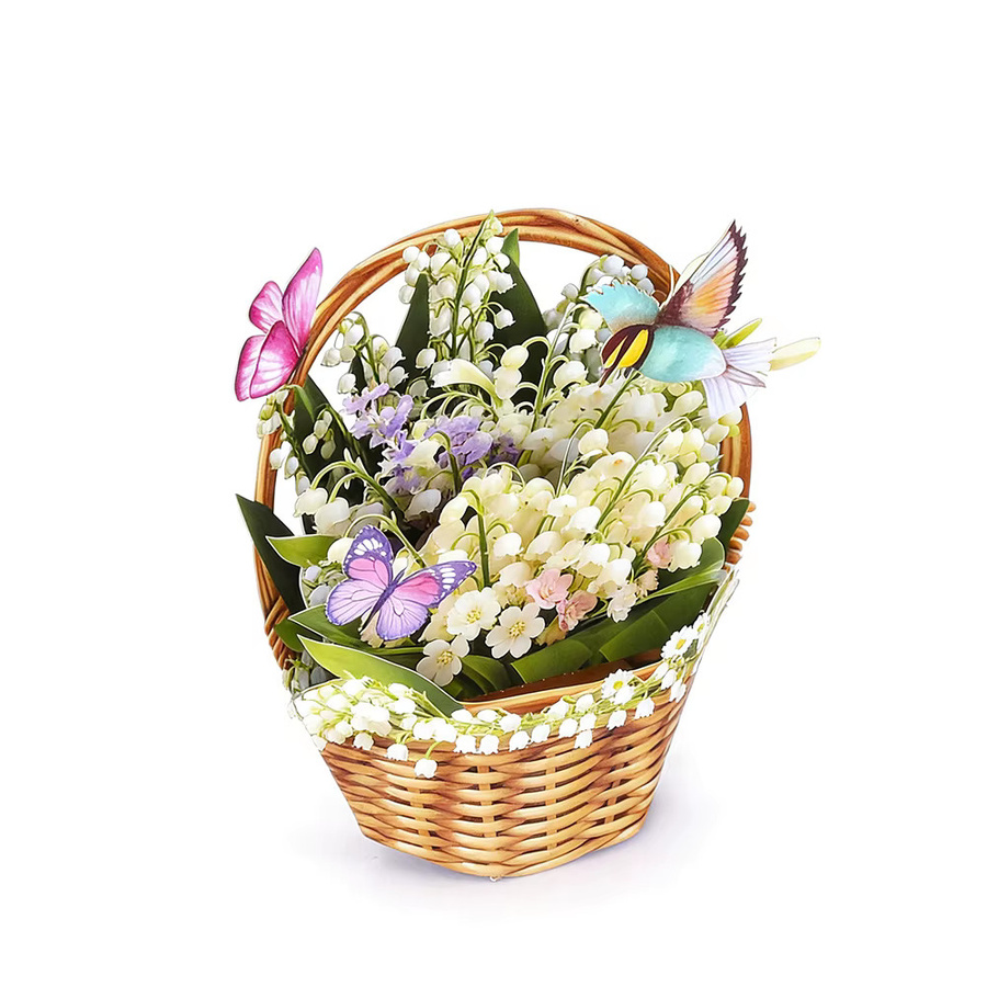 Opjoys 3D-Grußkarte mit Schmetterling und Maiglöckchen-Motiv in Mehrfarbig - Bild 1