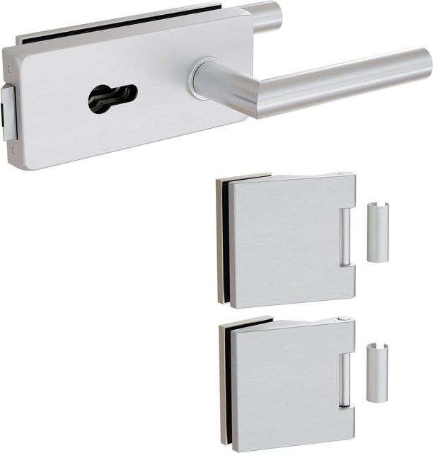 Levidor Glastürbeschlag Studio/Office Eckig in Aluminium Silber mit Profilzylinder Vorbereitung - Bild 1