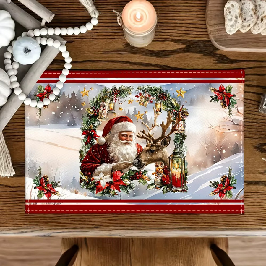 VIKAMA 4-teiliges Weihnachts-Tischset-Set mit grafischem Design in Multicolour, B/T: 40 x 30 cm - Bild 2