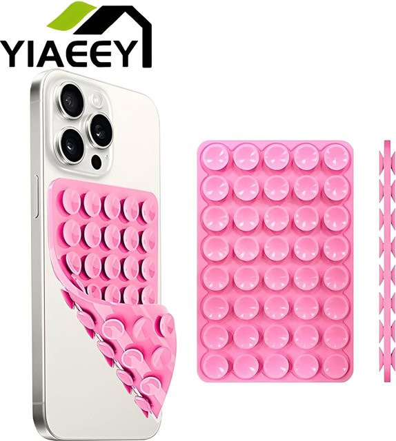 Silikon-Saugnapf-Telefonhülle in Pink für iPhone und Android als selbstklebendes Zubehör für Freisprechanwendungen - Bild 1