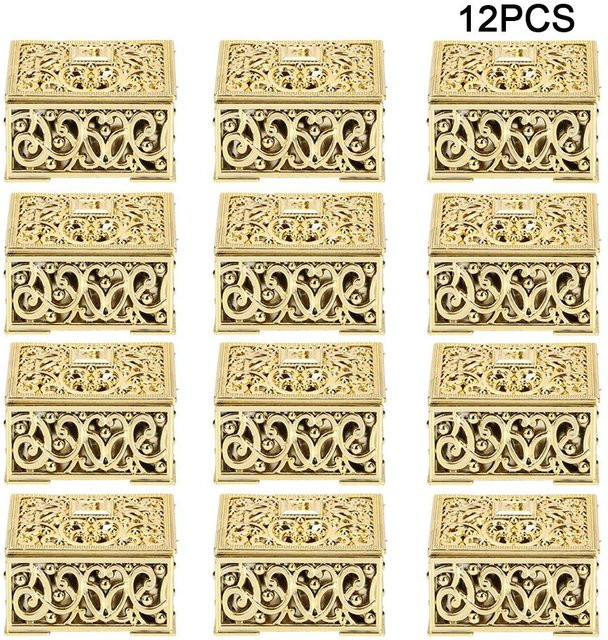 12er Set TOMTOP JMS Geschenkboxen aus Kunststoff in Gold für Hochzeit, Geburtstag und Party - Bild 1