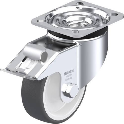 Blickle Lenkrolle LK-POTH 100R-1-FI mit Feststeller, Rad-Durchmesser: 100 mm, Tragfähigkeit: 300 kg, Farbe: Silber - Bild 1