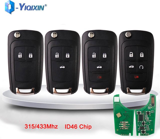 YIQIXIN Auto Funkschlüssel mit ID46 Chip für Chevrolet Epica Cruze Lova Camaro Impala Segel Malibu Orlando Trax Funken Prisma Aveo Sonic, Farbe: Schwarz, 315/433 MHz - Bild 1