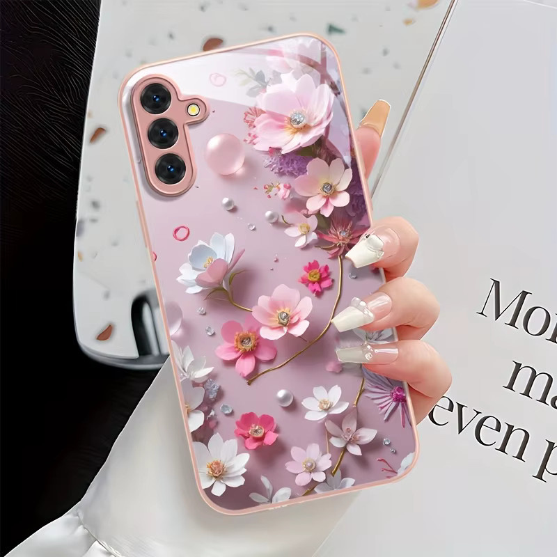 Samsung Hartglas-Blumenhülle Schutzhülle für Galaxy S26 S25 Ultra S24 S23 Plus S21 FE S22 A57 A56 5G A55 A54 A36 A53 A52S A17 A34 A51 - Bild 2