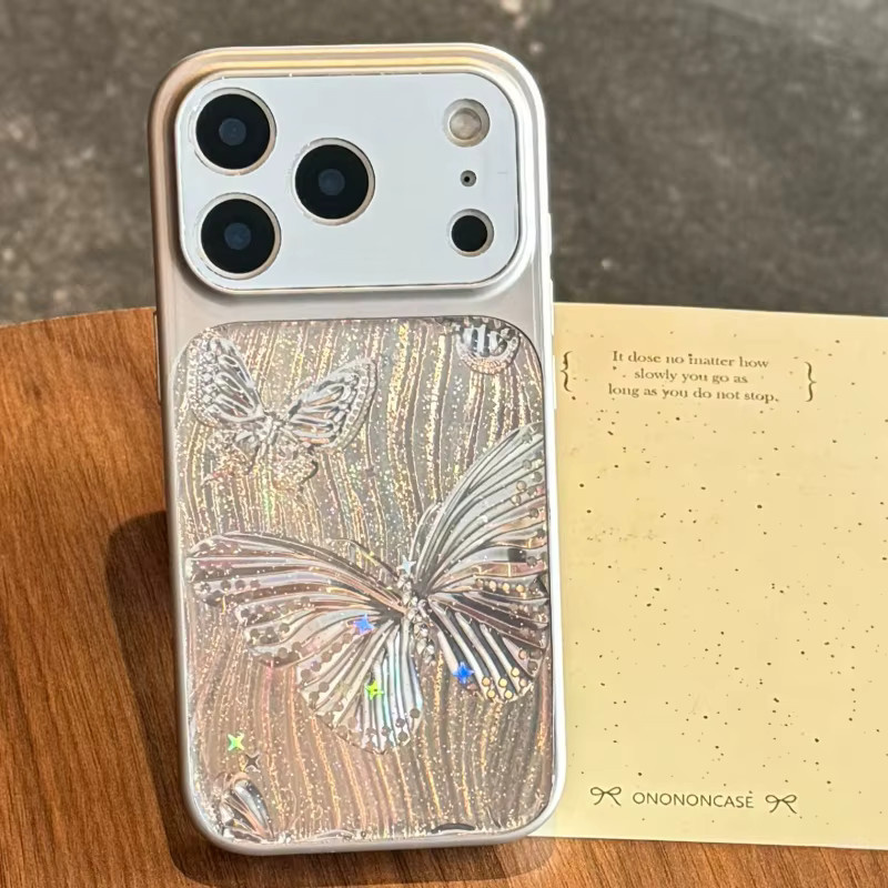 Aurora Laserreflektierende Schmetterlingshülle für Apple iPhone 17, 16, 15, 14 Pro Max in Multicolour mit stoßfester Beschichtung und glänzendem Spiegel-Effekt - Bild 3