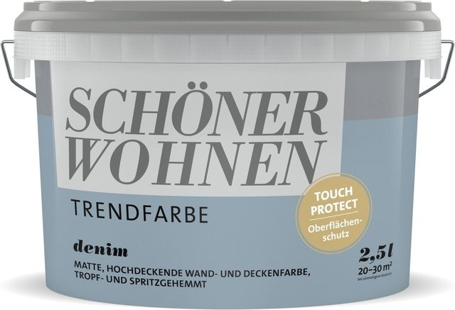 Schöner Wohnen Wandfarbe Plaster in Denim Matt Blau, 2,5 l - Bild 1