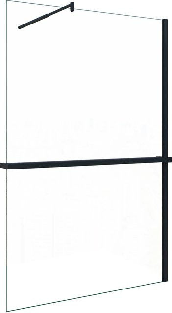 AICA Walk In Duschwand aus ESG-Glas mit Stabilisator und Duschregal, Schwarz, B: 100 cm, H: 200 cm - Bild 1