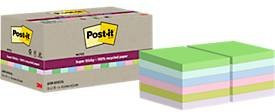 Post-it Super Sticky Recycling Notes Haftnotizen, Multicolor, B: 4,76 cm x T: 4,76 cm, 12 Blöcke à 70 Blatt, PEFC-Papier - Bild 1