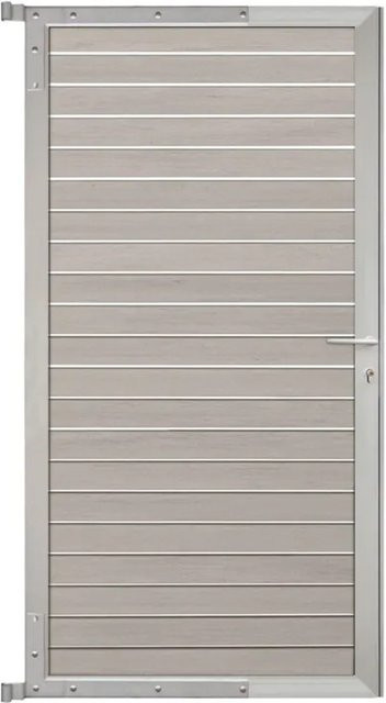 GartenLand Steckzauntor Rhombus Stockholm aus WPC und Aluminium in Sand-Multicolor mit silbernem Rahmen, B: 90 cm, H: 175 cm - Bild 1