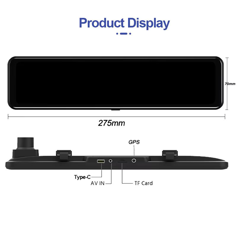 E-ACE 4K WIFI Dashcam Rückspiegel-Rekorder mit 12-Zoll Display und Sony Rückfahrkamera in Schwarz - Bild 5