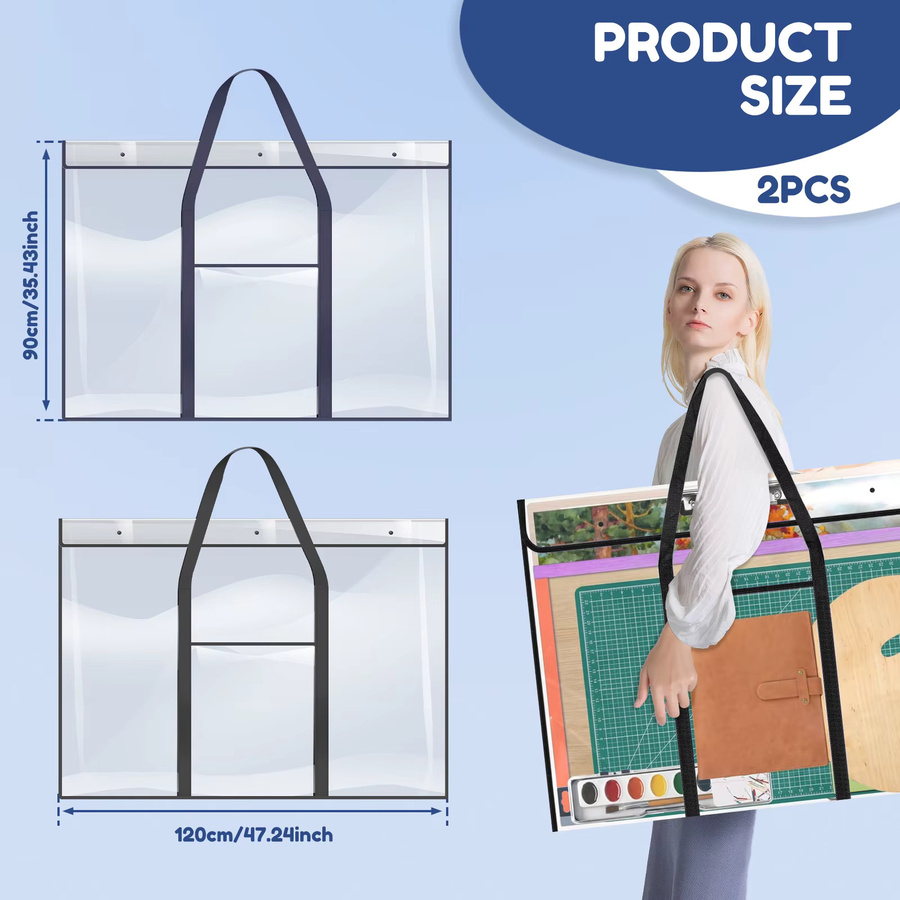 Wasserdichte Poster-Aufbewahrungsbeutel aus transparentem PVC für Kunst-Portfolios und Bullet-Boards, B: 120 cm, H: 90 cm, T: 80 cm - Bild 4