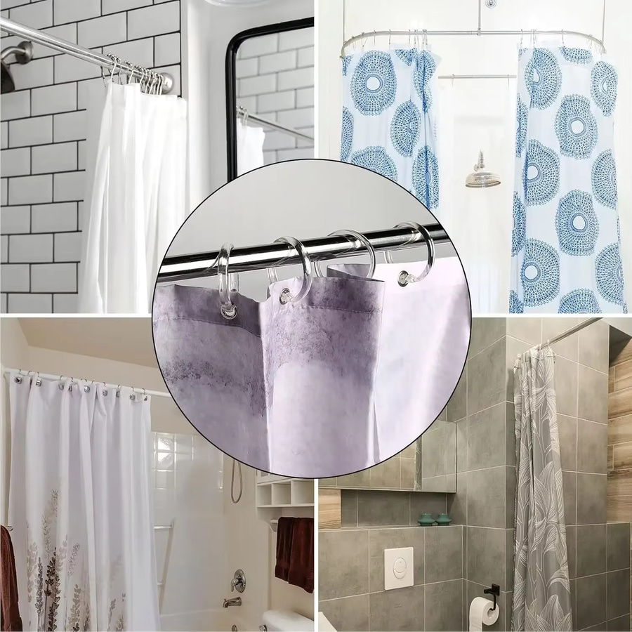 12 Duschvorhangringe aus Kunststoff in Weiß/Klar für die Duschstange im Badezimmer - Bild 5