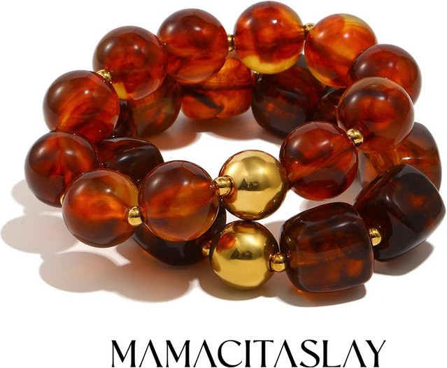MamacitaSlay Armband, 316L Edelstahl, Acryl Perlenschnur, 18K vergoldet, Damen - Bild 1