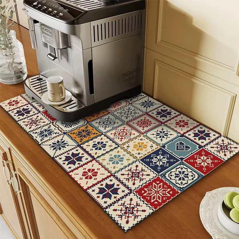 VIKAMA Retro Bohemian Staubschutzhülle für Waschmaschinen und saugfähige Abtropfmatte in Multicolour - Bild 5