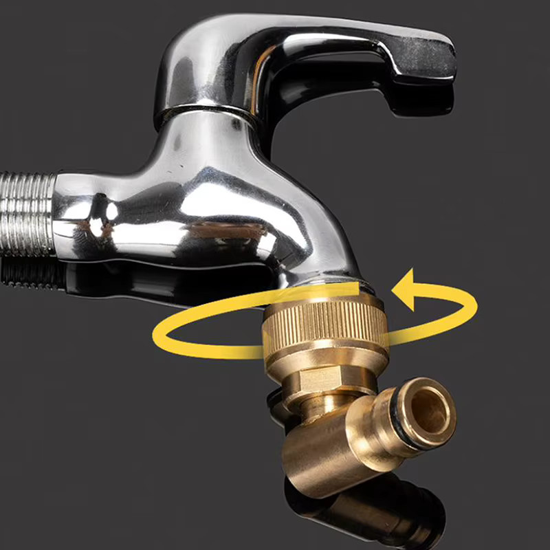 Schwenk-Ellbogen mit Schnellanschluss für Hoselock-Stecker, 3/4 Zoll BSP Weiblich, Gold - Bild 3