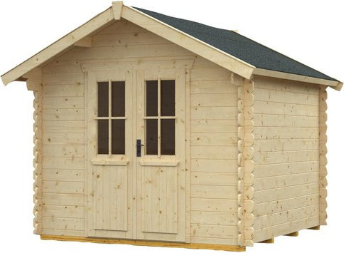 Skan Holz Gartenhaus Palma 3 Satteldach Natur Unbehandelt B/H/T: 280 x 256 x 300 cm - Bild 3
