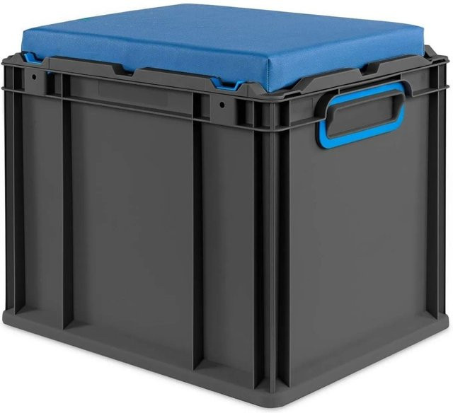 PROREGAL Eurobox Nextgen Seat Box Sitzbox Blau Schwarz H x B x T: 36,5 x 30 x 40 cm - Bild 1