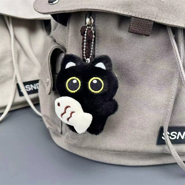 Schlüsselanhänger Plüsch Schwarze Katze, Unisex, Schwarz - Bild 1