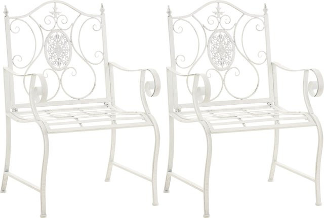 CLP 2er Set Gartenstühle Punjab im Landhausstil aus lackiertem Eisen mit Armlehnen - Bild 1