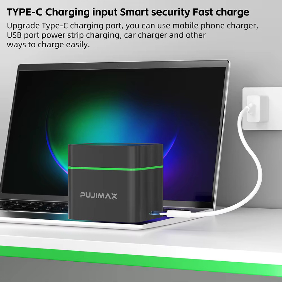 PUJIMAX AA Wiederaufladbares Ladegehäuse für 1,5V Lithium-Batterien, Konstantspannungs-Ladegerät, Schwarz - Bild 3