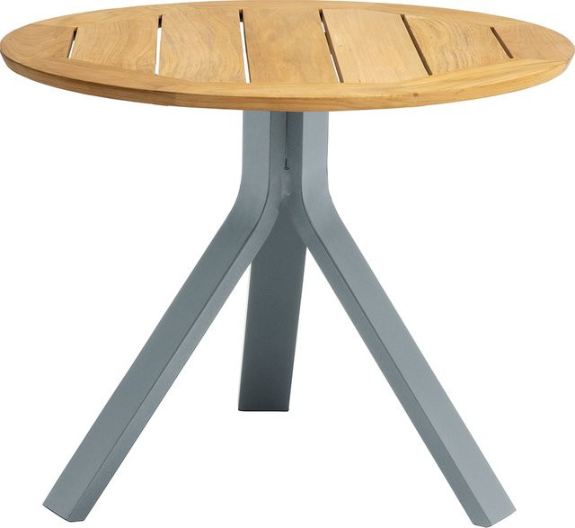 Stern Beistelltisch Freddie mit Teakplatte, Durchmesser: 60 cm, Aluminium graphit - Bild 1