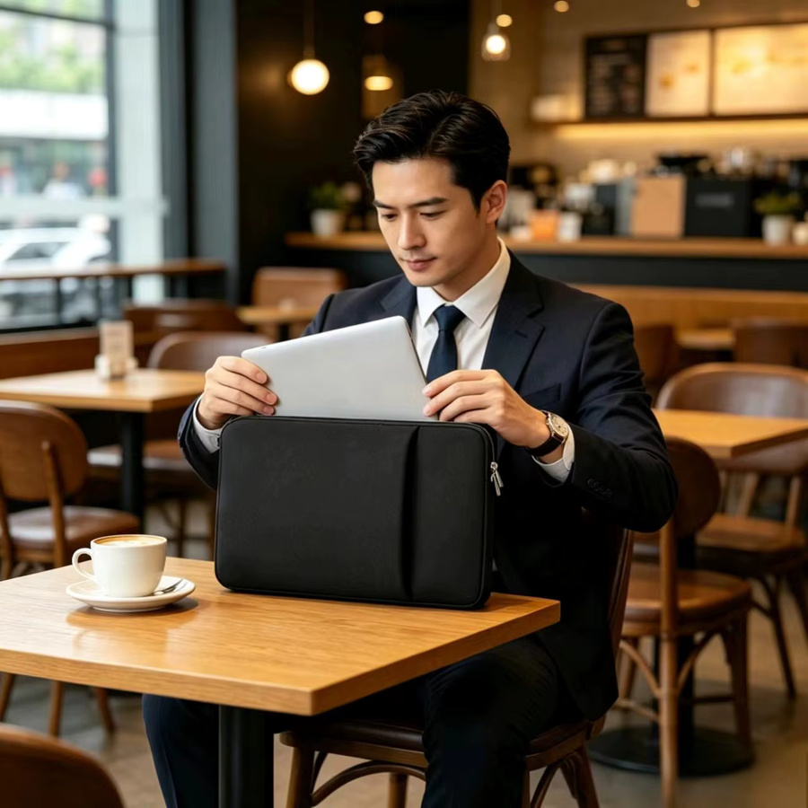 HOMEFISH Laptop-Innentasche mit stoßfestem Schaumstoff-Innenfutter für 13-16 Zoll MacBook, Schwarz - Bild 3