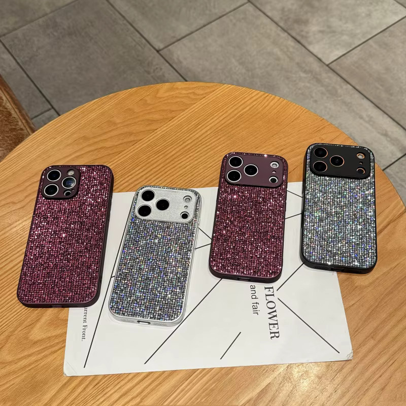 Stoßfeste Aurora Handyhülle mit diamantglänzendem Effekt und matter Beschichtung für iPhone 17, 16, 15, 14, 13 Pro Max Plus XS XR in Schwarz - Bild 2