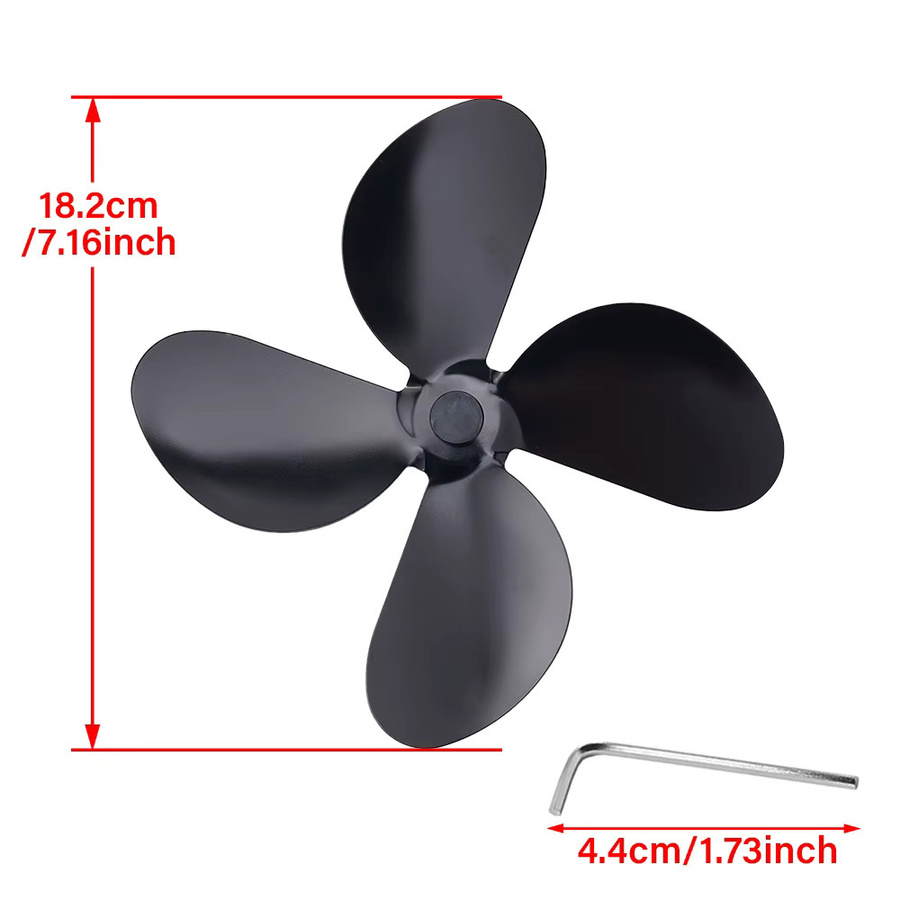 Combiubiu 4-Blatt-Kaminventilator-Ersatzflügel aus Aluminiumlegierung, geräuschloser Lüfterflügel für Kamine - Bild 4