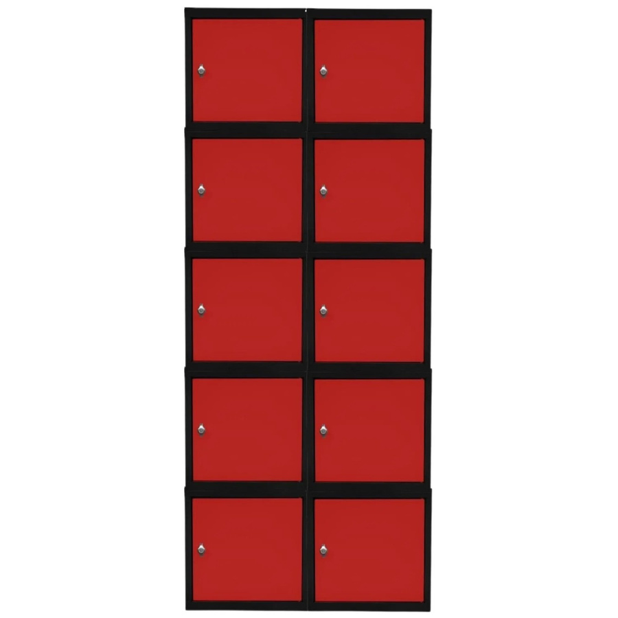 PROREGAL Blocky Schließfachwürfel Set aus 10 Stück mit Drehriegelschloss für Vorhängeschlösser, B/T/H: 40 x 40 x 40 cm, Anthrazit/Verkehrsrot - Bild 2