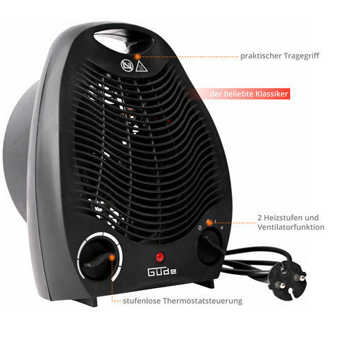 Güde Heizlüfter GH 2000 B, 2 kW, Schwarz-Bunt mit Überhitzungsschutz - Bild 5